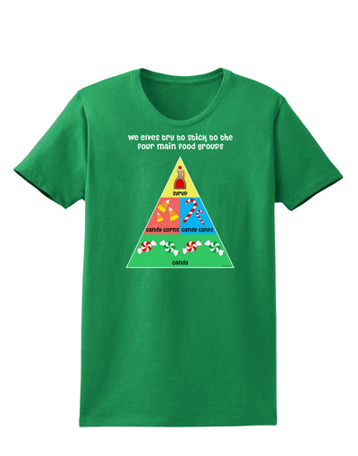 Main Food Groups of an Elf - Christmas Womens Dark T-Shirt-TooLoud-Kelly-Green-X-Small-Davson Sales