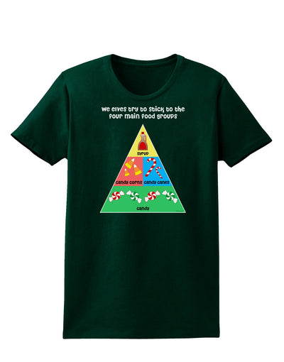 Main Food Groups of an Elf - Christmas Womens Dark T-Shirt-TooLoud-Forest-Green-Small-Davson Sales