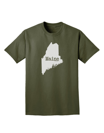 Maine - United States Shape Adult Dark T-Shirt by TooLoud-Mens T-Shirt-TooLoud-Military-Green-Small-Davson Sales