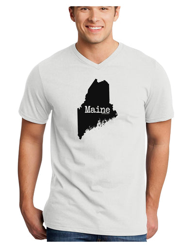 Maine - United States Shape Adult V-Neck T-shirt by TooLoud-Mens V-Neck T-Shirt-TooLoud-White-Small-Davson Sales