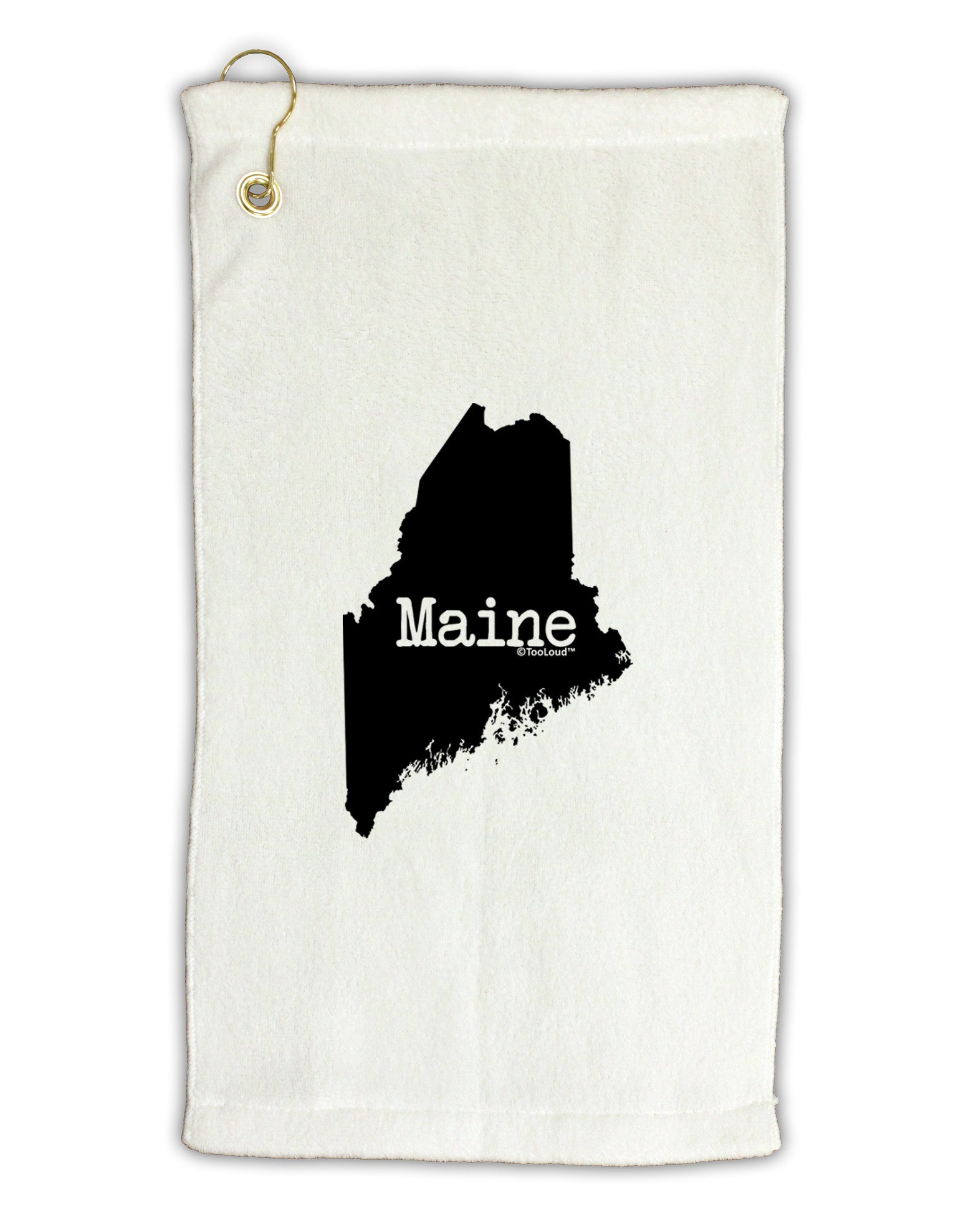 Maine - United States Shape Micro Terry Gromet Golf Towel 11"x19-Golf Towel-TooLoud-White-Davson Sales