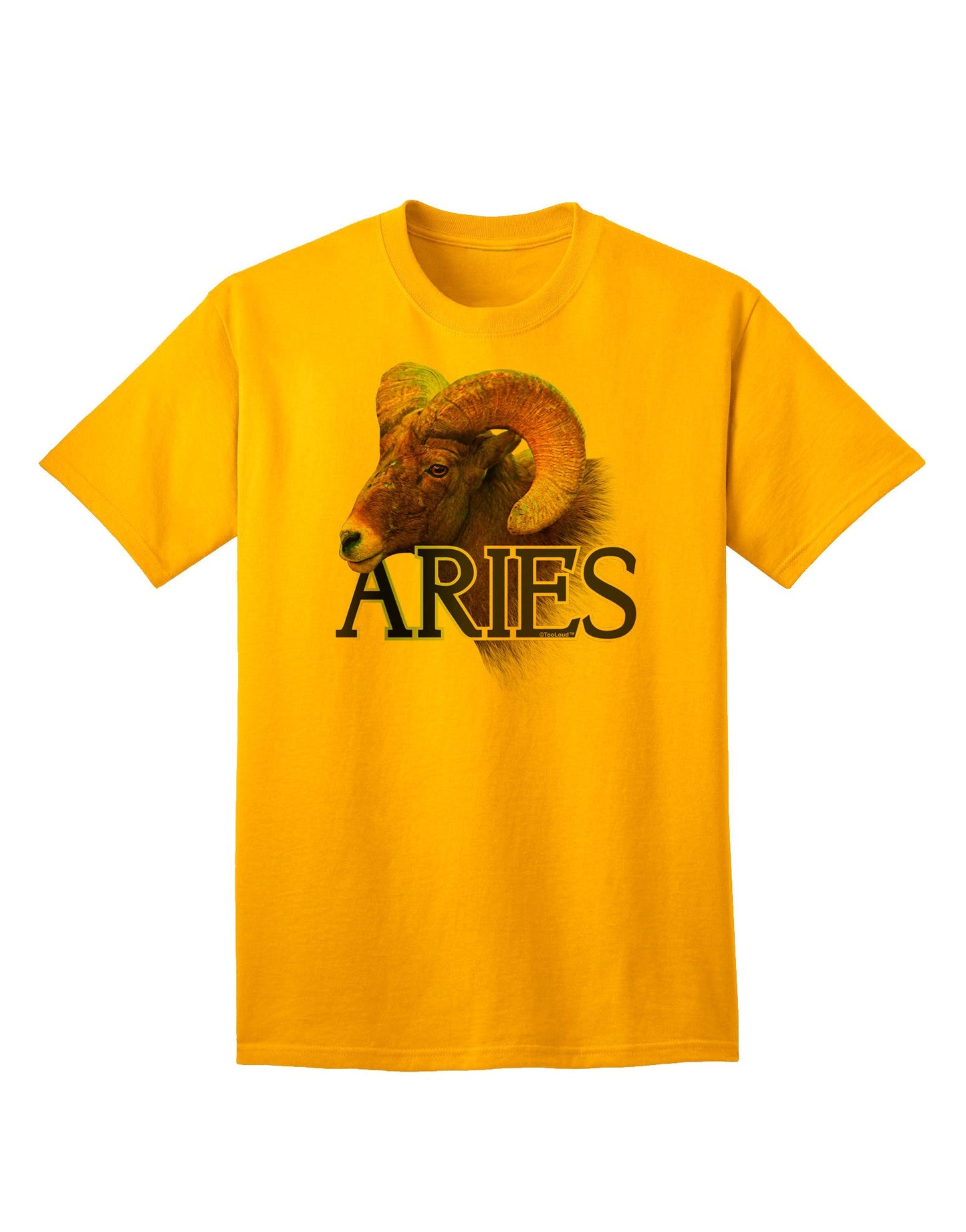 Majestic Aries Picture Adult T-Shirt: A Stellar Choice for Astrology Enthusiasts-Mens T-shirts-TooLoud-Gold-Small-Davson Sales