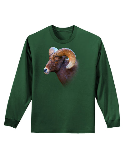 Majestic Bighorn Ram Adult Long Sleeve Dark T-Shirt-TooLoud-Dark-Green-Small-Davson Sales