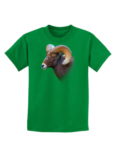 Majestic Bighorn Ram Childrens Dark T-Shirt-Childrens T-Shirt-TooLoud-Kelly-Green-X-Small-Davson Sales