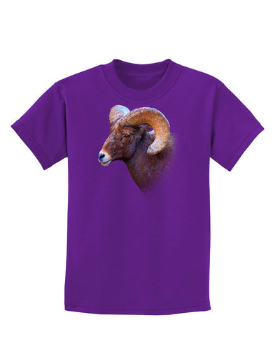 Majestic Bighorn Ram Childrens Dark T-Shirt-Childrens T-Shirt-TooLoud-Purple-X-Small-Davson Sales