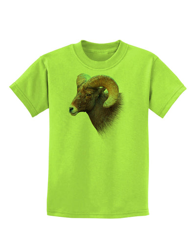 Majestic Bighorn Ram Childrens T-Shirt-Childrens T-Shirt-TooLoud-Lime-Green-X-Small-Davson Sales