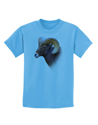 Majestic Bighorn Ram Childrens T-Shirt-Childrens T-Shirt-TooLoud-Aquatic-Blue-X-Small-Davson Sales