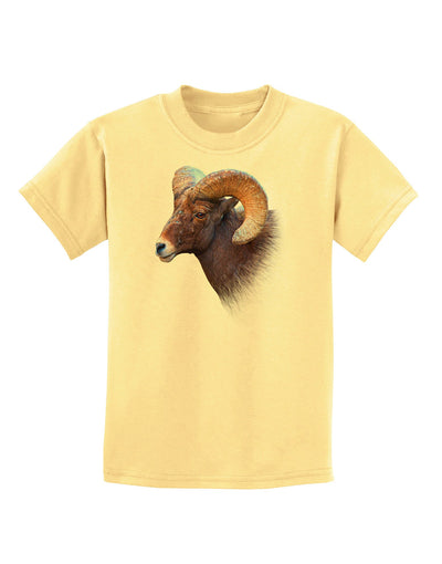 Majestic Bighorn Ram Childrens T-Shirt-Childrens T-Shirt-TooLoud-Daffodil-Yellow-X-Small-Davson Sales