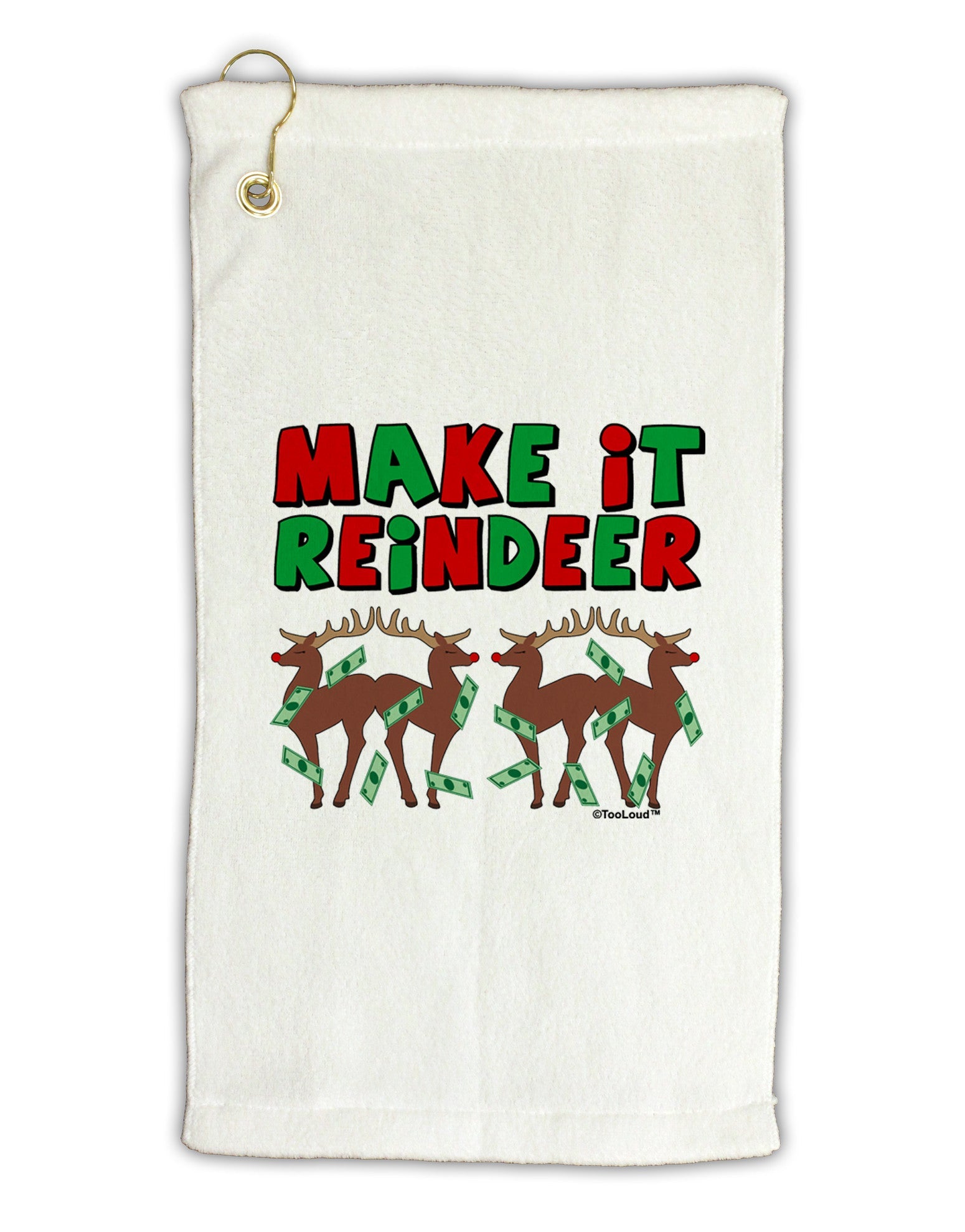 Make It Reindeer Micro Terry Gromet Golf Towel 11"x19-Golf Towel-TooLoud-White-Davson Sales