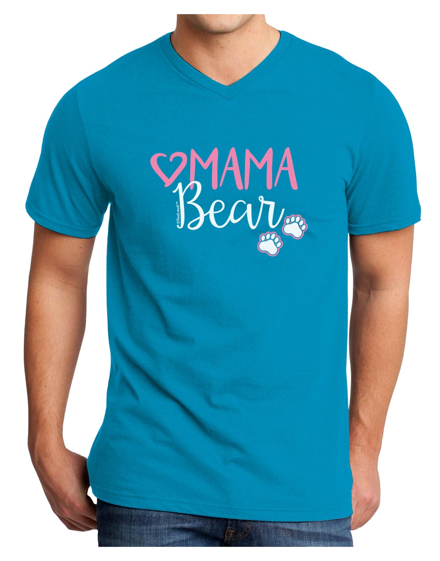Mama Bear Paws Adult Dark V-Neck T-Shirt-Mens V-Neck T-Shirt-TooLoud-Turquoise-Small-Davson Sales