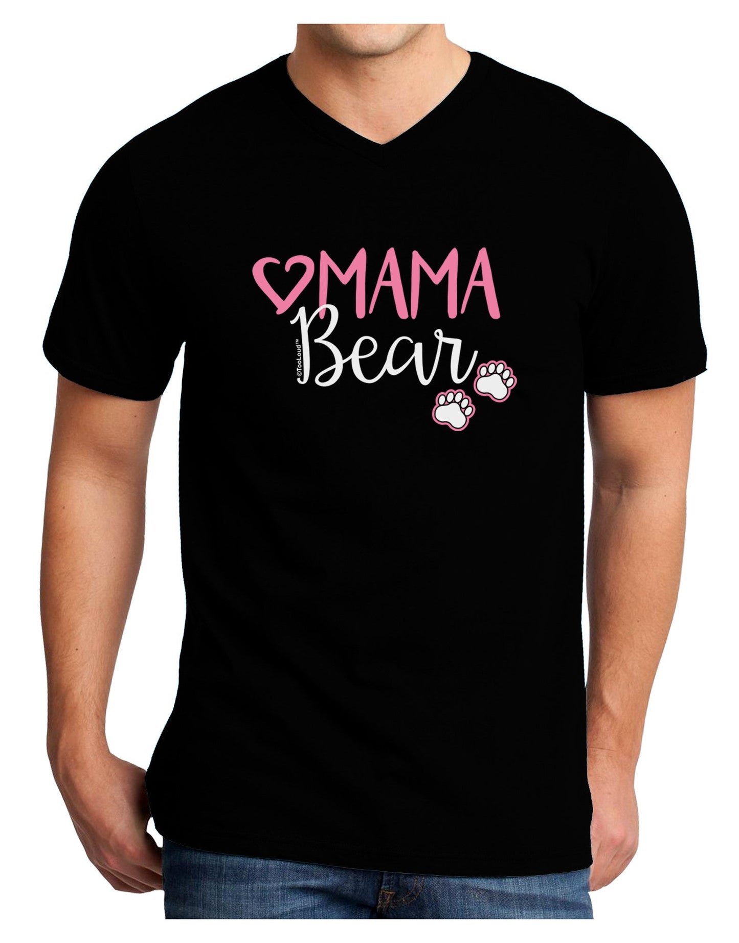 Mama Bear Paws Adult Dark V-Neck T-Shirt-Mens V-Neck T-Shirt-TooLoud-Black-Small-Davson Sales