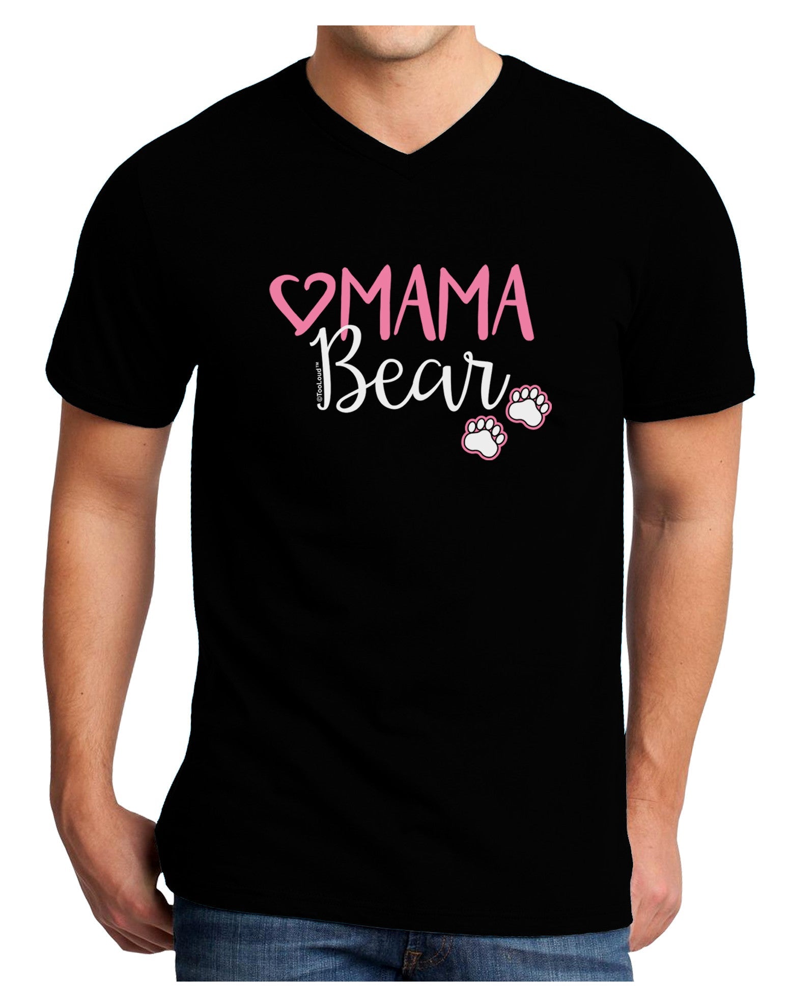 Mama Bear Paws Adult Dark V-Neck T-Shirt-Mens V-Neck T-Shirt-TooLoud-Black-Small-Davson Sales