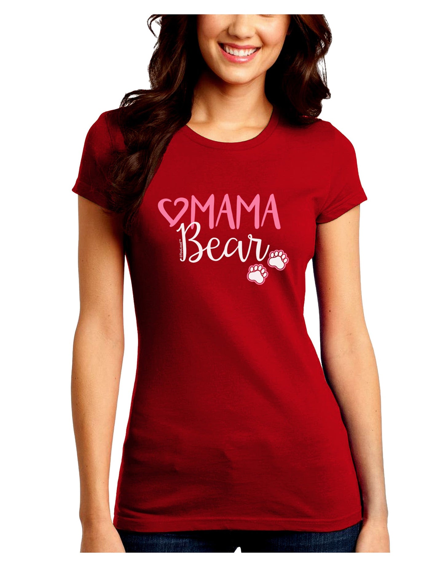 Mama Bear Paws Juniors Petite Crew Dark T-Shirt-T-Shirts Juniors Tops-TooLoud-Red-Juniors Fitted Small-Davson Sales