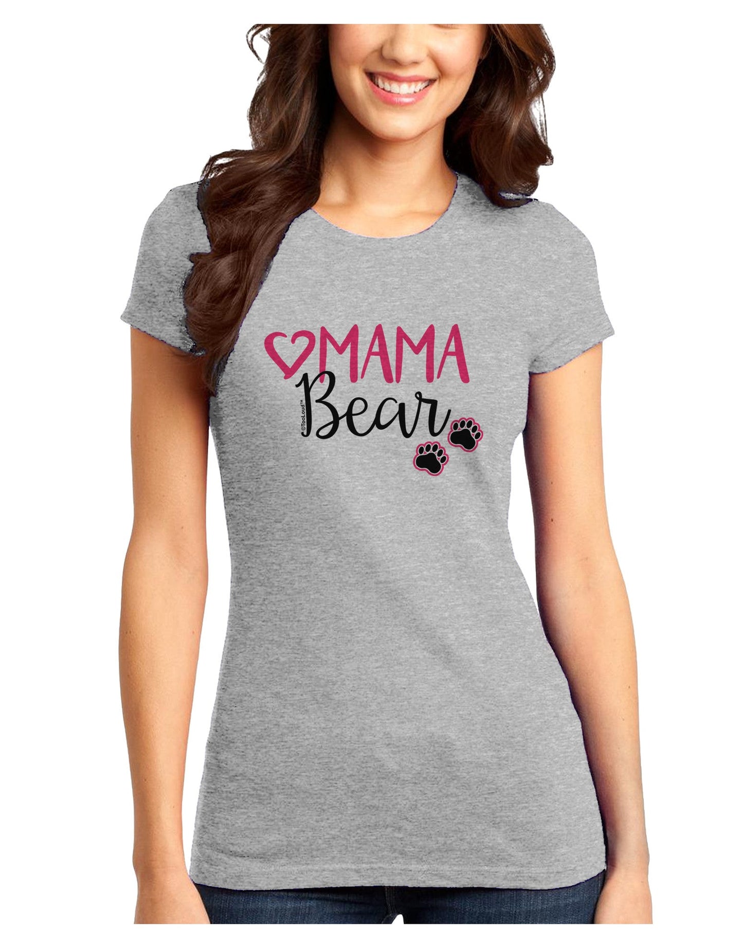 Mama Bear Paws Juniors Petite T-Shirt-T-Shirts Juniors Tops-TooLoud-Ash-Gray-Juniors Fitted X-Small-Davson Sales