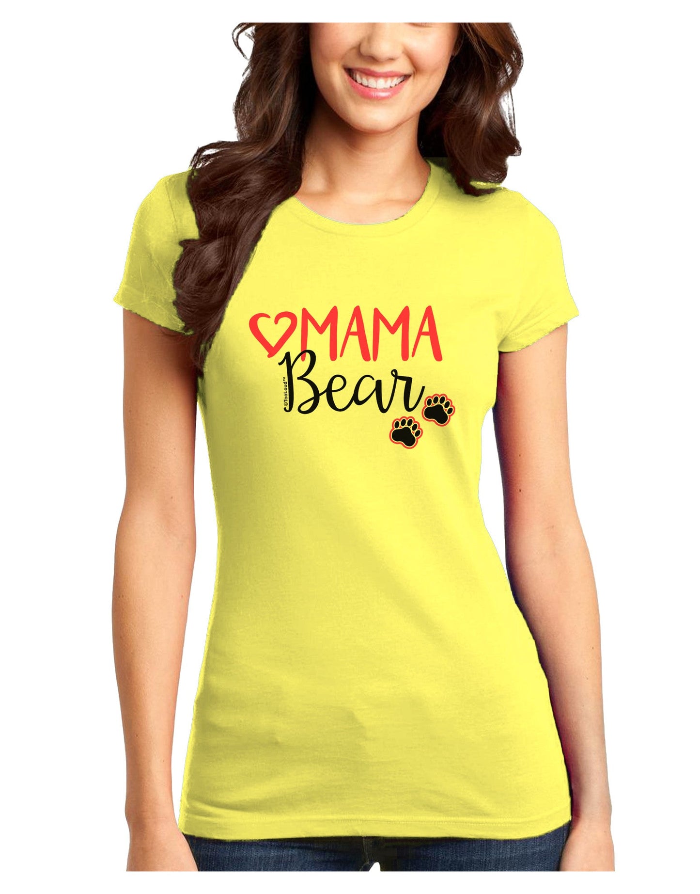 Mama Bear Paws Juniors Petite T-Shirt-T-Shirts Juniors Tops-TooLoud-Yellow-Juniors Fitted X-Small-Davson Sales