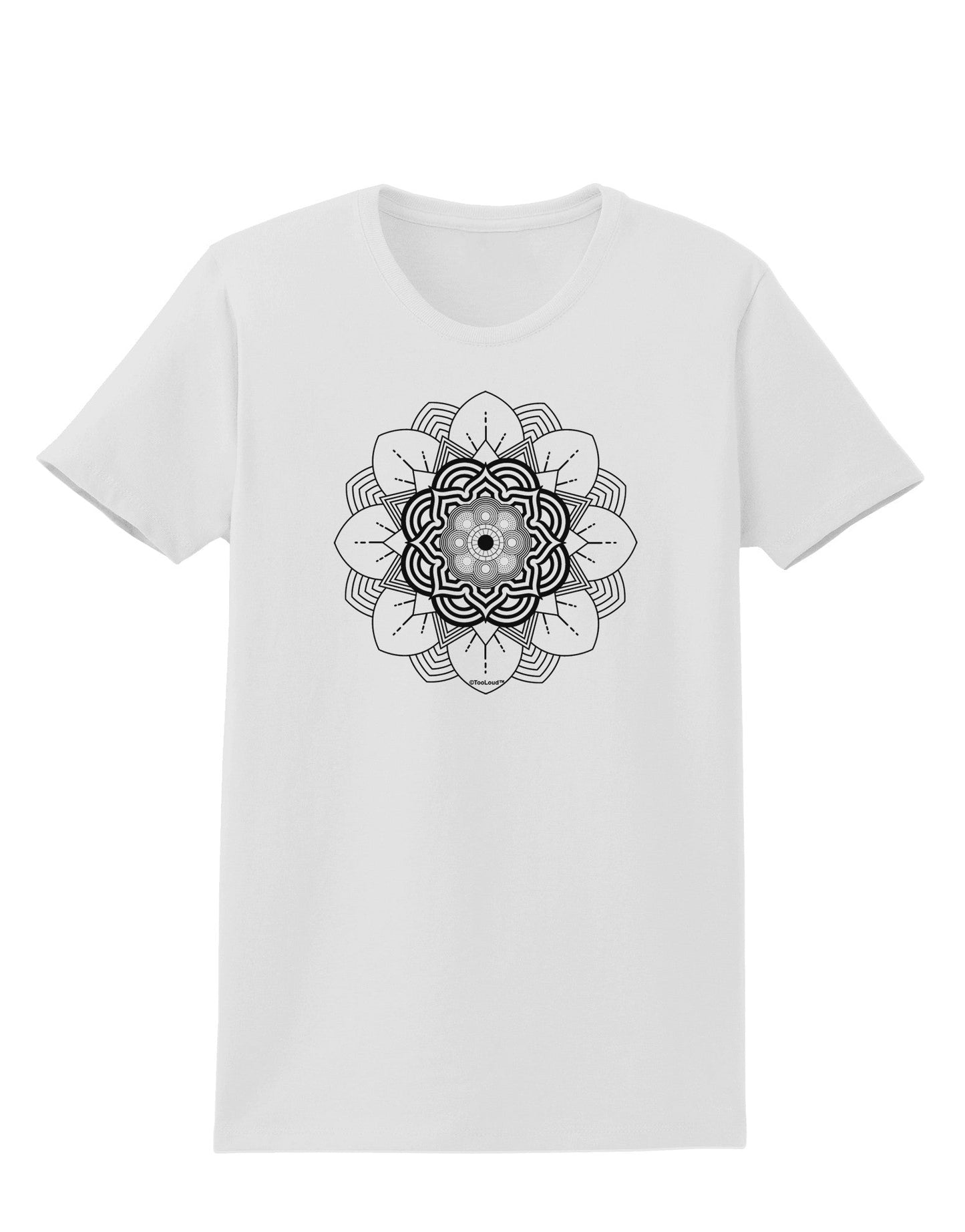 Mandala Coloring Book Style Womens T-Shirt-Womens T-Shirt-TooLoud-White-X-Small-Davson Sales