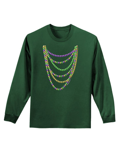 Mardi Gras Beads Necklaces Adult Long Sleeve Dark T-Shirt-TooLoud-Dark-Green-Small-Davson Sales