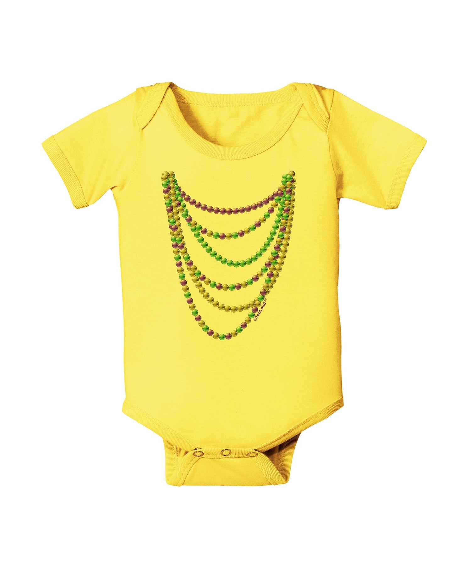 Mardi Gras Beads Necklaces Baby Romper Bodysuit-Baby Romper-TooLoud-Yellow-06-Months-Davson Sales