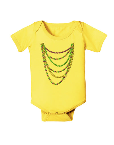 Mardi Gras Beads Necklaces Baby Romper Bodysuit-Baby Romper-TooLoud-Yellow-06-Months-Davson Sales