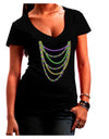 Mardi Gras Beads Necklaces Juniors V-Neck Dark T-Shirt-Womens V-Neck T-Shirts-TooLoud-Black-Juniors Fitted Small-Davson Sales