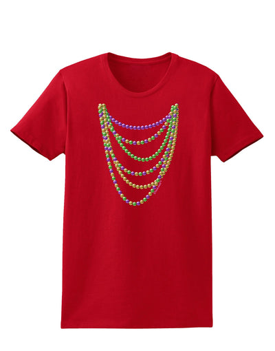 Mardi Gras Beads Necklaces Womens Dark T-Shirt-TooLoud-Red-X-Small-Davson Sales