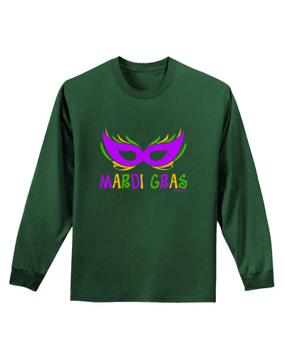 Mardi Gras - Purple Gold Green Mask Adult Long Sleeve Dark T-Shirt by TooLoud-TooLoud-Dark-Green-Small-Davson Sales