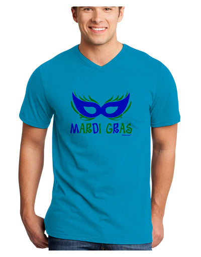 Mardi Gras - Purple Gold Green Mask Adult V-Neck T-shirt by TooLoud-Mens V-Neck T-Shirt-TooLoud-Turquoise-Small-Davson Sales