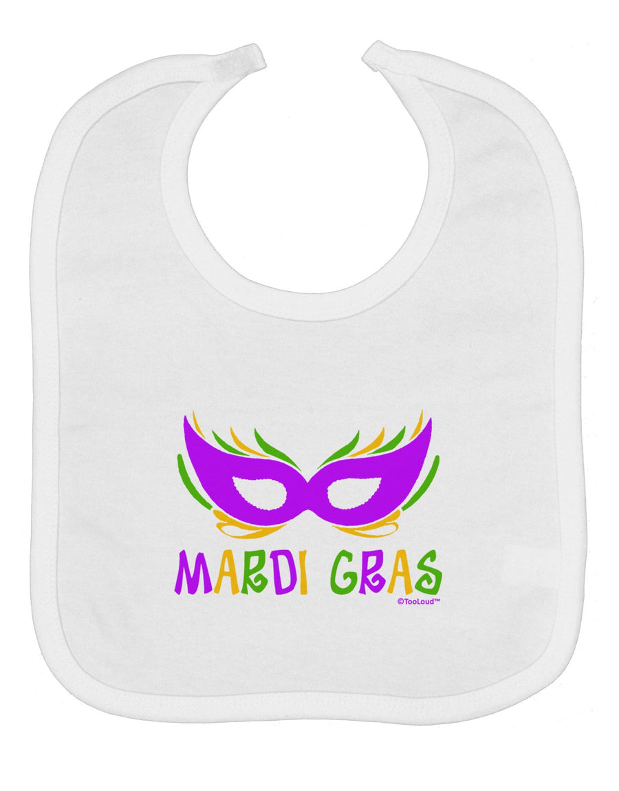 Mardi Gras - Purple Gold Green Mask Baby Bib by TooLoud