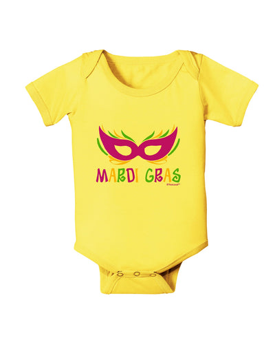 Mardi Gras - Purple Gold Green Mask Baby Romper Bodysuit by TooLoud-Baby Romper-TooLoud-Yellow-06-Months-Davson Sales