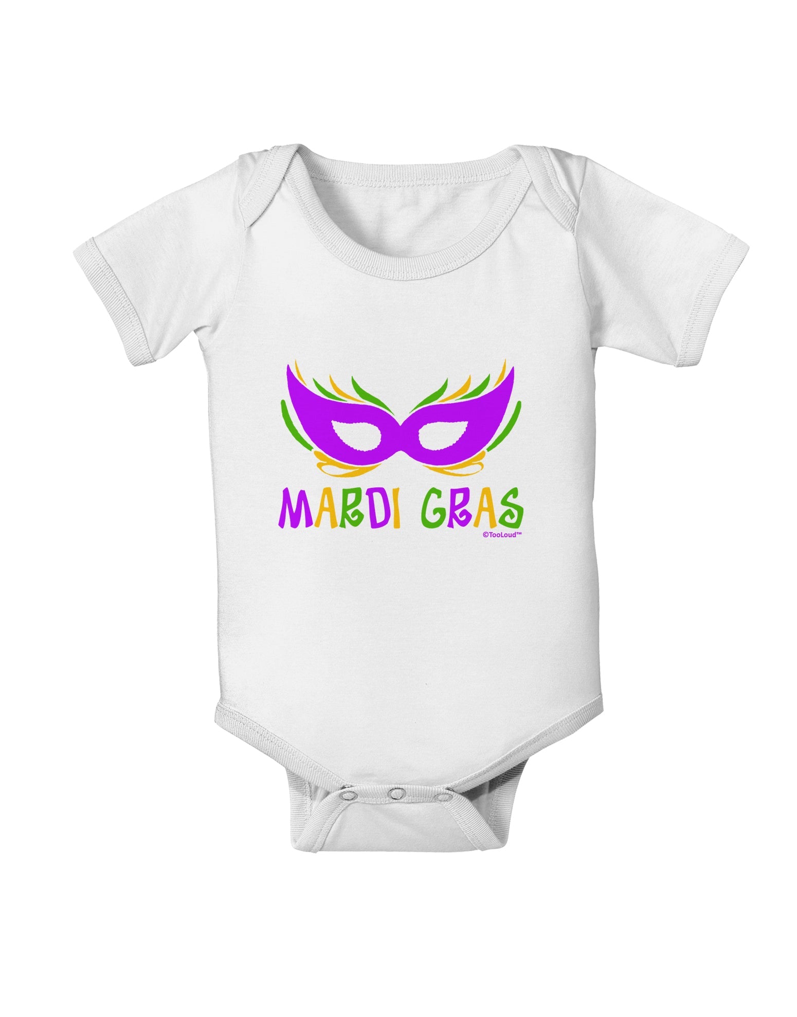 Mardi Gras - Purple Gold Green Mask Baby Romper Bodysuit by TooLoud-Baby Romper-TooLoud-White-06-Months-Davson Sales