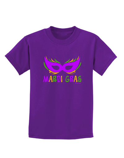 Mardi Gras - Purple Gold Green Mask Childrens Dark T-Shirt by TooLoud-Childrens T-Shirt-TooLoud-Purple-X-Small-Davson Sales