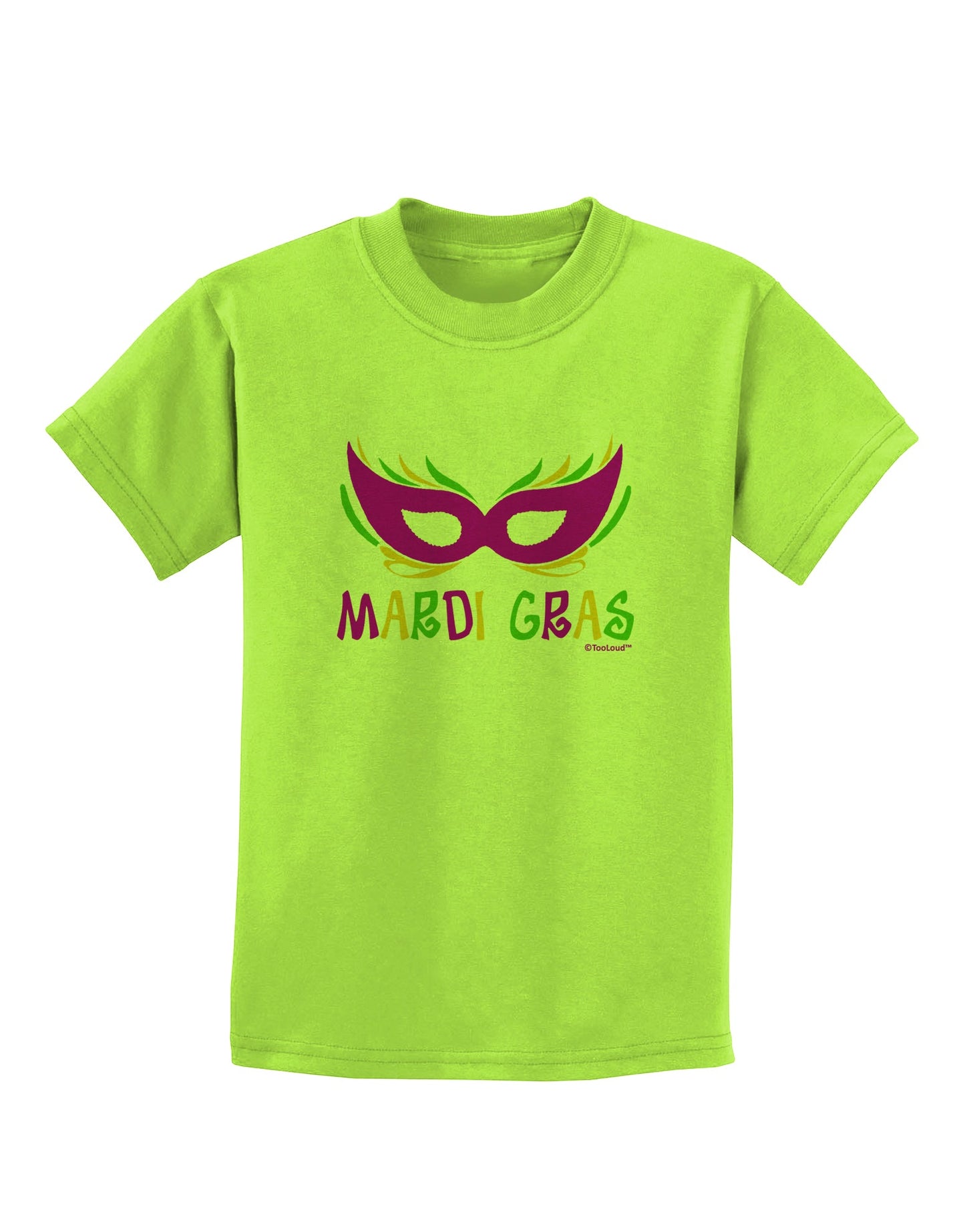 Mardi Gras - Purple Gold Green Mask Childrens T-Shirt by TooLoud-Childrens T-Shirt-TooLoud-Lime-Green-X-Small-Davson Sales