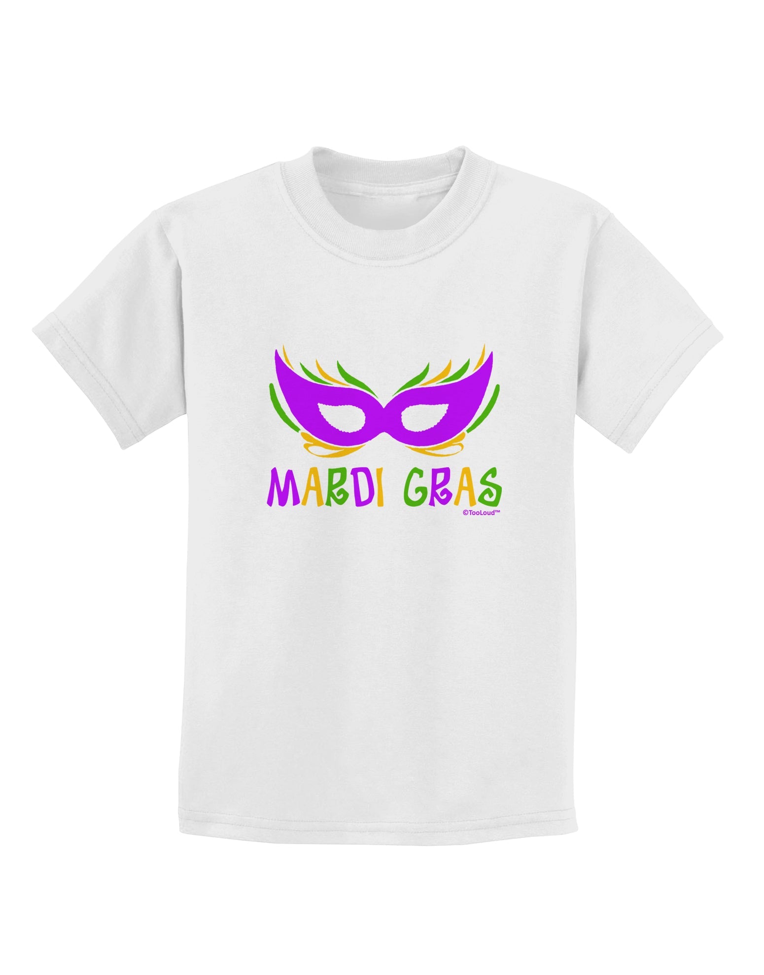 Mardi Gras - Purple Gold Green Mask Childrens T-Shirt by TooLoud-Childrens T-Shirt-TooLoud-White-X-Small-Davson Sales