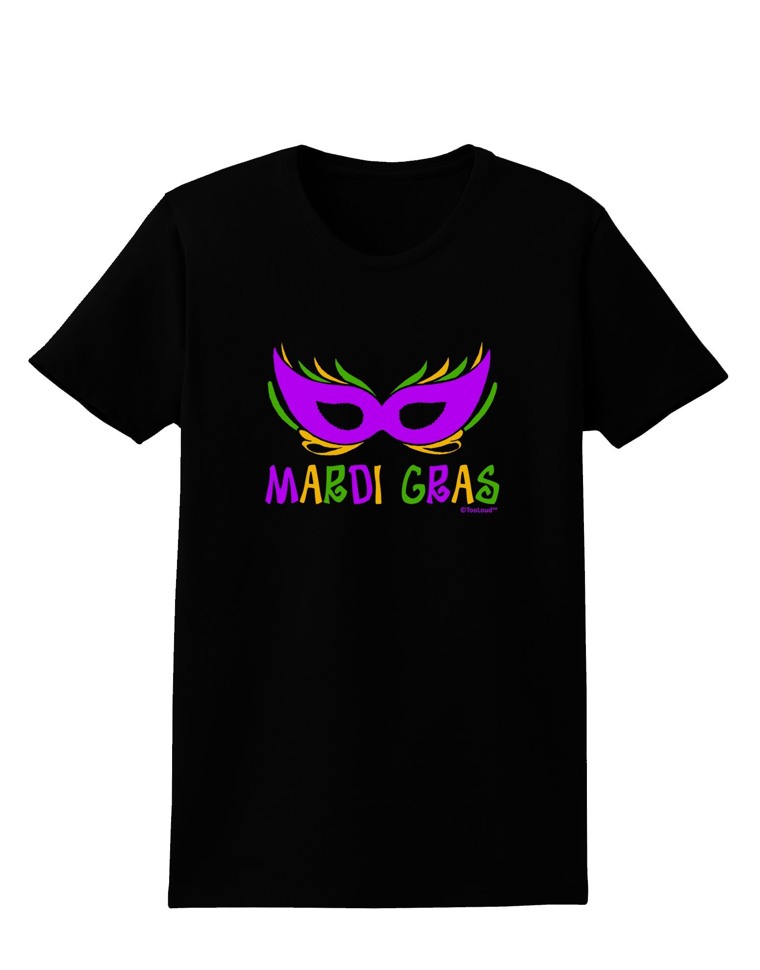 Mardi Gras - Purple Gold Green Mask Womens Dark T-Shirt by TooLoud-Womens T-Shirt-TooLoud-Black-X-Small-Davson Sales