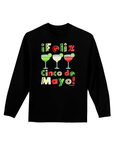 Margaritas - Mexican Flag Colors - Feliz Cinco de Mayo Adult Long Sleeve Dark T-Shirt by TooLoud-TooLoud-Black-Small-Davson Sales