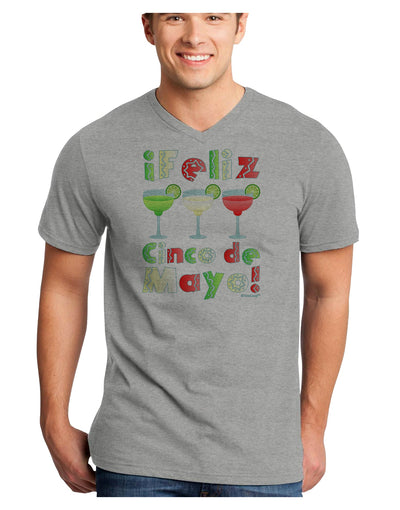 Margaritas - Mexican Flag Colors - Feliz Cinco de Mayo Adult V-Neck T-shirt by TooLoud-Mens V-Neck T-Shirt-TooLoud-HeatherGray-Small-Davson Sales