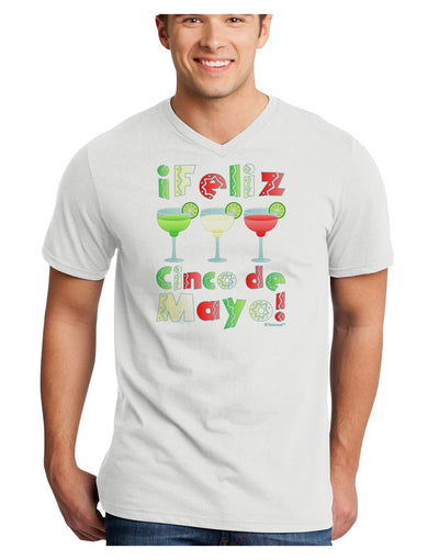 Margaritas - Mexican Flag Colors - Feliz Cinco de Mayo Adult V-Neck T-shirt by TooLoud-Mens V-Neck T-Shirt-TooLoud-White-Small-Davson Sales