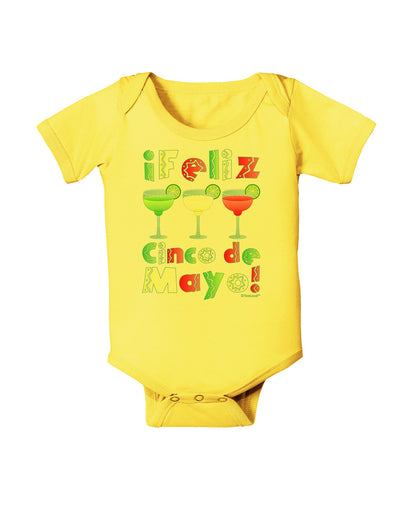 Margaritas - Mexican Flag Colors - Feliz Cinco de Mayo Baby Romper Bodysuit by TooLoud-Baby Romper-TooLoud-Yellow-06-Months-Davson Sales