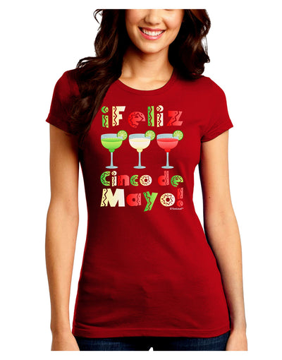 Margaritas - Mexican Flag Colors - Feliz Cinco de Mayo Juniors Crew Dark T-Shirt by TooLoud-T-Shirts Juniors Tops-TooLoud-Red-Juniors Fitted Small-Davson Sales