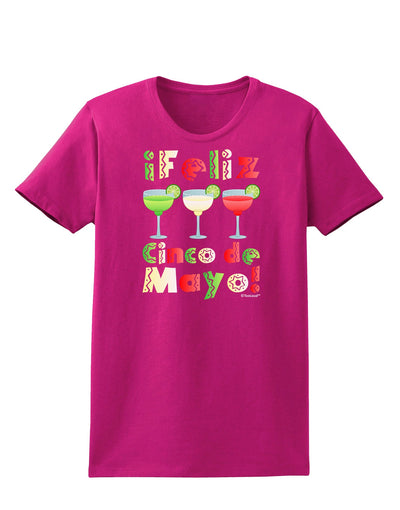 Margaritas - Mexican Flag Colors - Feliz Cinco de Mayo Womens Dark T-Shirt by TooLoud-Womens T-Shirt-TooLoud-Hot-Pink-Small-Davson Sales