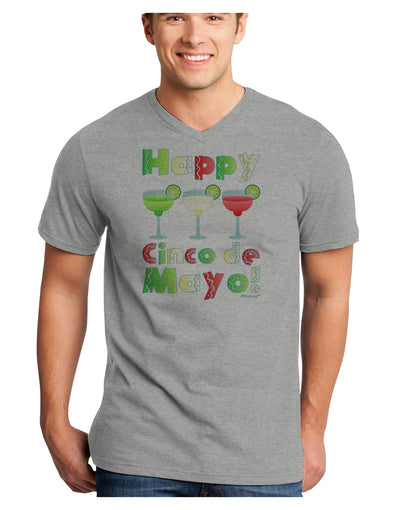 Margaritas - Mexican Flag Colors - Happy Cinco de Mayo Adult V-Neck T-shirt by TooLoud-Mens V-Neck T-Shirt-TooLoud-HeatherGray-Small-Davson Sales