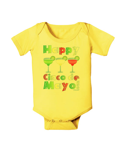 Margaritas - Mexican Flag Colors - Happy Cinco de Mayo Baby Romper Bodysuit by TooLoud-Baby Romper-TooLoud-Yellow-06-Months-Davson Sales