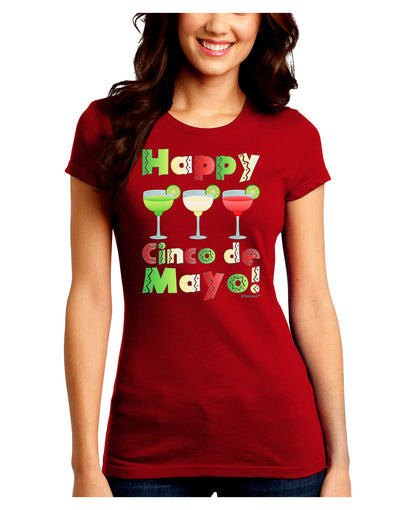 Margaritas - Mexican Flag Colors - Happy Cinco de Mayo Juniors Crew Dark T-Shirt by TooLoud-T-Shirts Juniors Tops-TooLoud-Red-Juniors Fitted Small-Davson Sales