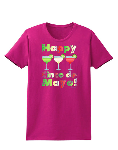 Margaritas - Mexican Flag Colors - Happy Cinco de Mayo Womens Dark T-Shirt by TooLoud-Womens T-Shirt-TooLoud-Hot-Pink-Small-Davson Sales