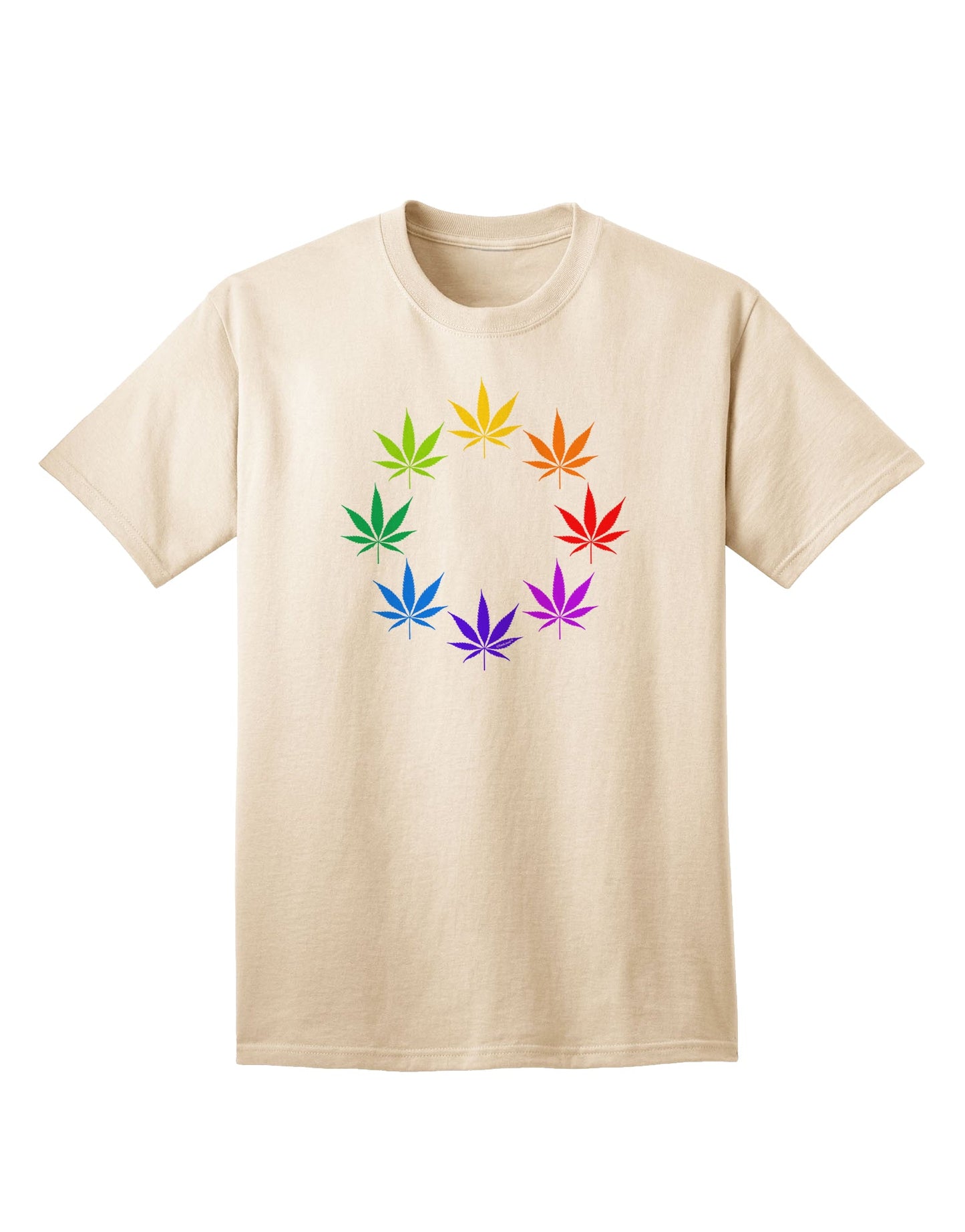 Marijuana Leaf Adult T-Shirt - Vibrant Rainbow Design-Mens T-shirts-TooLoud-Natural-Small-Davson Sales
