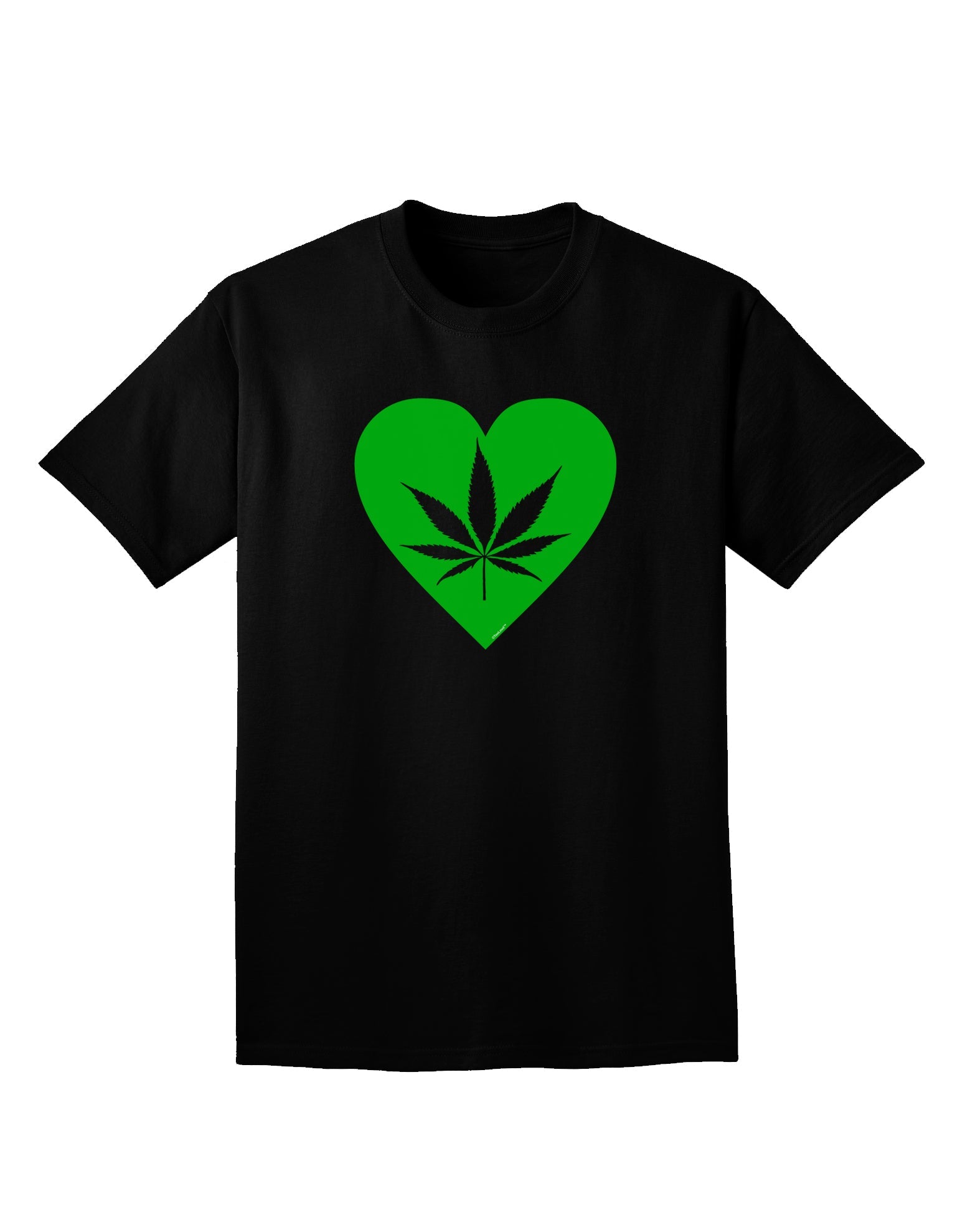 Marijuana Leaf Heart Green Adult Dark V-Neck T-Shirt-Mens V-Neck T-Shirt-TooLoud-Black-Small-Davson Sales