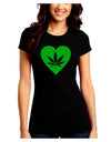 Marijuana Leaf Heart Green Juniors Crew Dark T-Shirt-T-Shirts Juniors Tops-TooLoud-Black-Juniors Fitted Small-Davson Sales