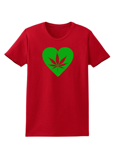 Marijuana Leaf Heart Green Womens Dark T-Shirt-Womens T-Shirt-TooLoud-Red-X-Small-Davson Sales