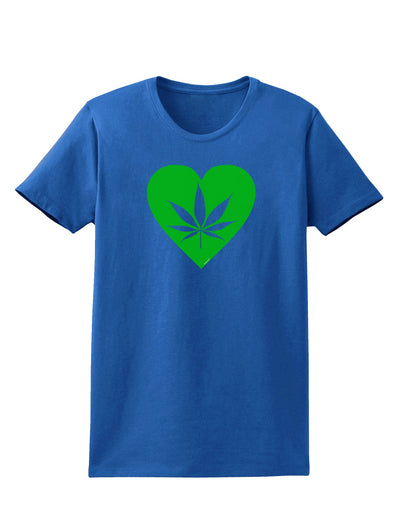 Marijuana Leaf Heart Green Womens Dark T-Shirt-Womens T-Shirt-TooLoud-Royal-Blue-X-Small-Davson Sales