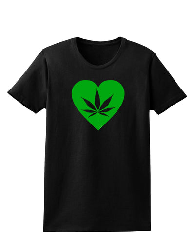 Marijuana Leaf Heart Green Womens Dark T-Shirt-Womens T-Shirt-TooLoud-Black-X-Small-Davson Sales